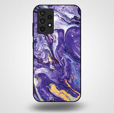 Smartphonica Telefoonhoesje voor Samsung Galaxy A52s 5G met marmer opdruk - TPU backcover case marble design - Goud Paars geschikt voor Samsung Galaxy A52s 5G