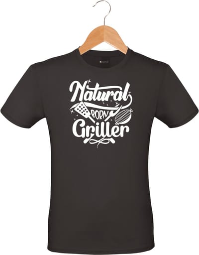 Mijncadeautje - Barbecue T-shirt - unisex - zwart - BBQ - Garden party - Tuinfeest - Vrijgezel - Verjaardag - Natural born Griller - maat S
