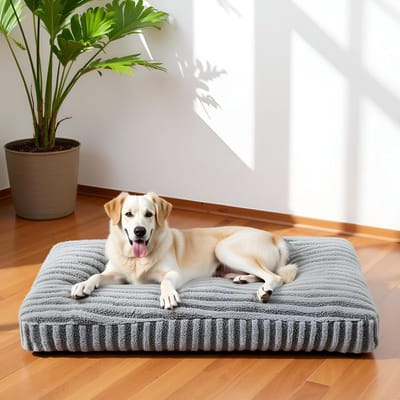 Orthopedisch Hondenbed Grote Honden - Wasbaar Antislip Hondenkussen 107x69x10 cm - Grijs Zacht Pluche Hondenmand
