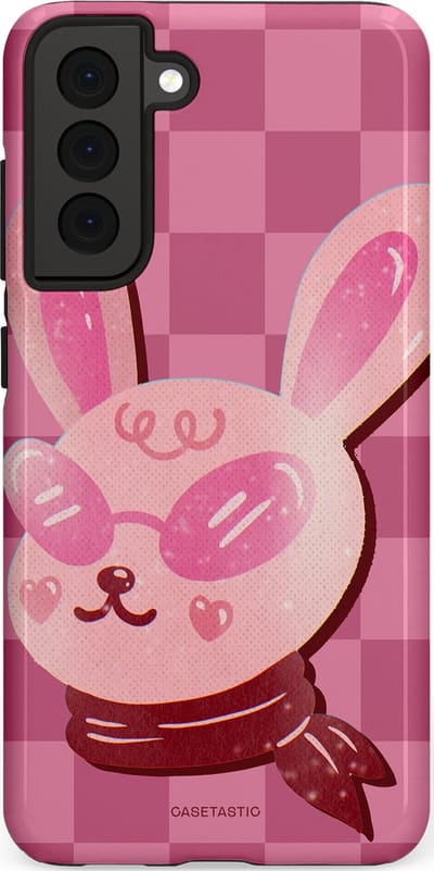 Casetastic Hoesje Geschikt voor Samsung S21 FE - Stijlvolle Beschermende Duo-layer Case - Luxe konijntje