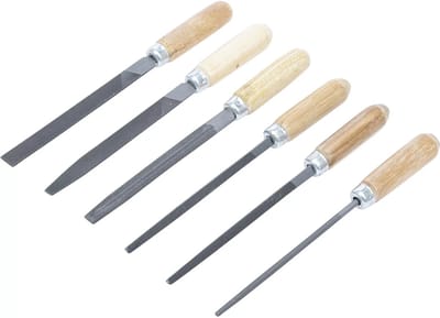 BGS Sleutlvijlen-set - houten heft - 100 mm - 6 delig