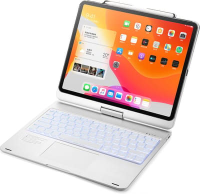 CaseBoutique Bluetooth Keyboard Case met Muis Trackpad en 360 graden scharnier - Geschikt voor iPad Air 13 - QWERTY indeling - Zilver