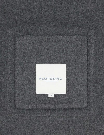 Overshirt Profuomo antraciet wol gemêleerd slim fit