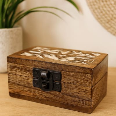 White Washed Wooden Box - Pill Box Slavic Design