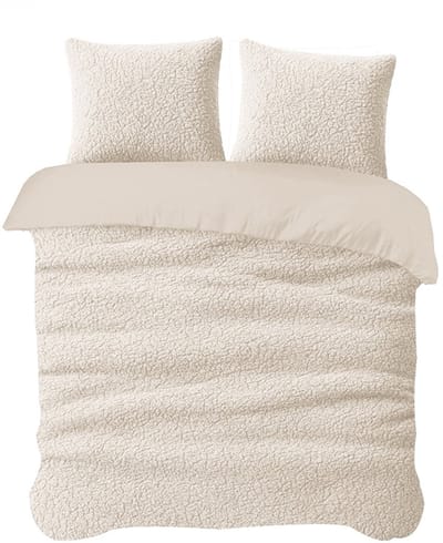 iSleep Dekbedovertrek Teddy - Eenpersoons - 140x200/220 cm - Taupe