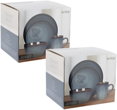 Siaki Servies set - 32-delig - blauw - aardewerk dinerservies - tafelservies - 8 personen