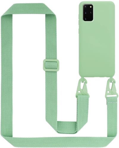 Cadorabo Mobiele telefoon ketting geschikt voor Samsung Galaxy S20 PLUS in LIQUID LICHT GROEN - Silicone beschermhoes met lengte verstelbare koord riem