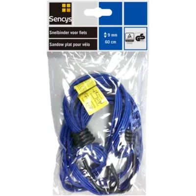 Sencys Platte Snelbinder Met Haak Voor Fiets Blauw 9mmx60cm