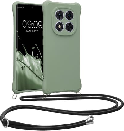kwmobile telefoonhoesjegeschikt voor Xiaomi Redmi Note 14 Pro+ 5G / Redmi Note 14 Pro Plus 5G - Hoesje van siliconen met telefoonkoord - In grijsgroen