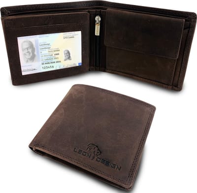 LeonDesign - Portemonnee Heren - Billfold - Donkerbruin - Hunter Leer