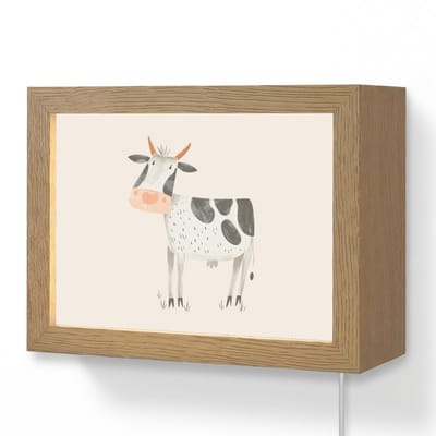 Wandlamp 20x15 cm - Oplaadbaar - Koe - Boerderij dier - Dieren - Pastel kleuren - Wandlampen binnen woonkamer - Slaapkamer lamp met kabel - Decoratieve nachtlamp - Vloerlamp snoer