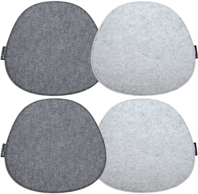 4 Vilten Zitkussen Ovaal - 40x37cm Omkeerbaar Stoelkussen van Vilt - 8mm Stoelpad 2-Kleurig Grijs