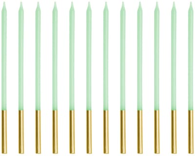 12 gladde taartkaarsen lichtgroen 14cm