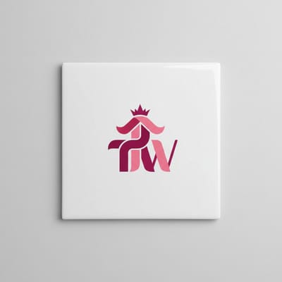 Koninklijke Monogram Kroon Initialen Tegel 15x15 cm – Moderne Elegante Keramische Decoratieve Tegel voor Woondecoratie