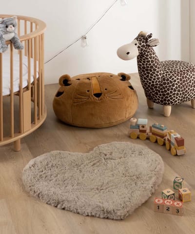 Kindervloerkleed hart - Fluffy taupe 70x80