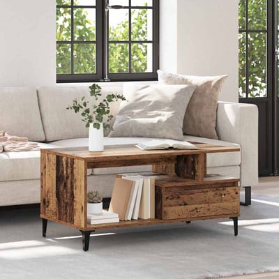 vidaXL - Salontafel - Oud - Hout - 90 - x - 49 - x - 45 - cm - Bewerkt - hout
