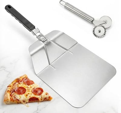 Perforated Pizza Schep met Vouwhandvat - Multifunctionele Deegsnijder voor Oven en BBQ - Ideaal voor Pizza Serveren Thuis
