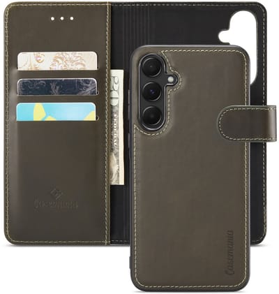 Casemania Echt Leren Hoesje Geschikt voor Samsung Galaxy A55 - Emerald Green - 2 in 1 Leer Wallet Bookcase - Portemonnee Book Hoes met Pasjeshouder