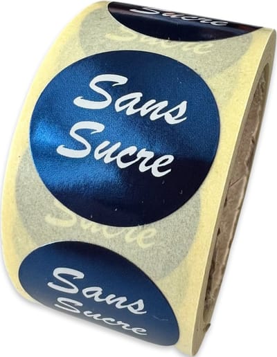 Sans Sucre sticker op rol - 250 Stuks - 25mm - voedseletiket - HACCP