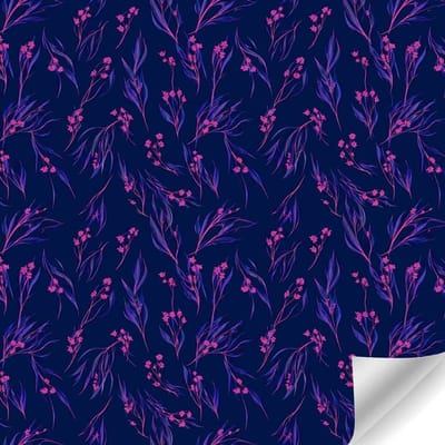 Papierrol Cadeaupapier – Bloemen – 50 cm x 100 m – Donkerblauw Inpakpapier – Duurzaam & Recyclebaar