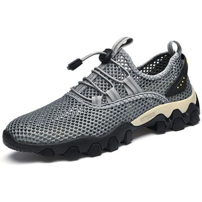 Herenschoenen Zomer Getijdeschoenen Outdoor Ademende Waadschoenen Antislip Zachte Zool Wandelschoenen Sport Casual Schoenen 46 grijze kleur