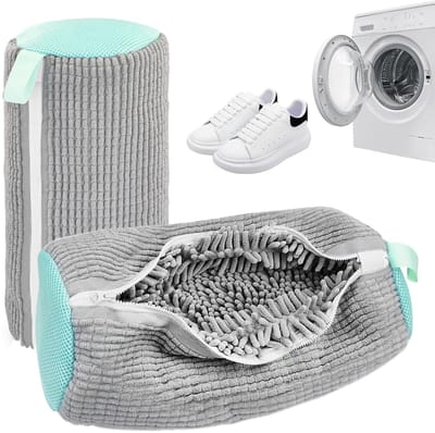 Dailygoods - OMJMYY 2 stuks waszakken voor schoenen, wasmachine, waszak voor schoenen, herbruikbaar, waszakken voor schoenen met ritssluiting, bescherming voor schoenen en kleding (grijs)