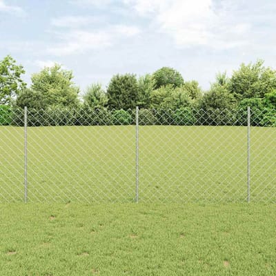 vidaXL - gaashek - met - palen - 10 - x - 1 - m - Gegalvaniseerd - staal - Zilverkleurig