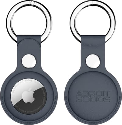 AdroitGoods PU-Lederen Beschermhoes – Geschikt voor Apple AirTag – Sleutelhanger Case – Blauw