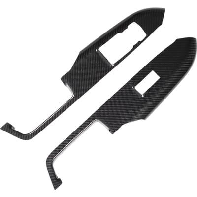 2 pièces Garniture de panneau d'accoudoir de porte intérieure en fibre de carbone Remplacement pour Ford Mustang RHD 2015-2021 black
