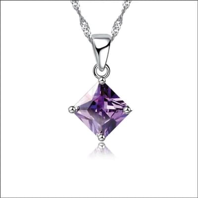 Aramat Jewels | Halskettingen | Ruitvormige Zirkonia Halsketting voor Dames | Paars | |1,5mm | Zilver | Volwassenen | Verkleurd niet
