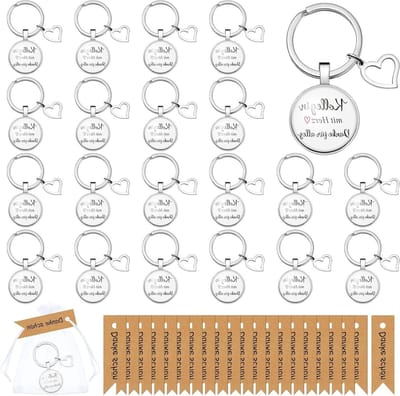 Allecto Plus - 20 Sets Colleague Key Chains Bedankt Collega's Sleutelhanger met Labels Hanger en Organza Tas Afscheidscadeau Veranderende Baan Pensioen Bruin Ca. 2 x 7