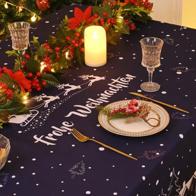 Dailygoods- Tafelkleed Afwasbaar - Kersttafelkleed - Rechthoekig - Waterdicht - Polyester - 140 x 200 cm - Cartoonpatroon - Tafellaken