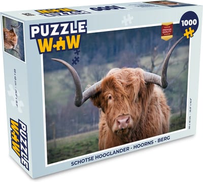 Puzzel Schotse Hooglander - Hoorns - Berg - Legpuzzel - Puzzel 1000 stukjes volwassenen