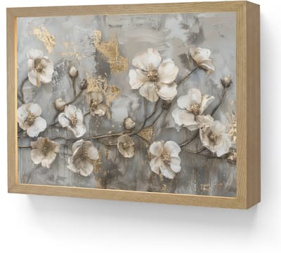 Wandlamp 40x30 cm - Oplaadbaar - Bloemen - Wit - Grijs - Goud - Luxe - Wandlampen binnen woonkamer - Slaapkamer lamp - Decoratieve nachtlamp - Vloerlamp draadloos
