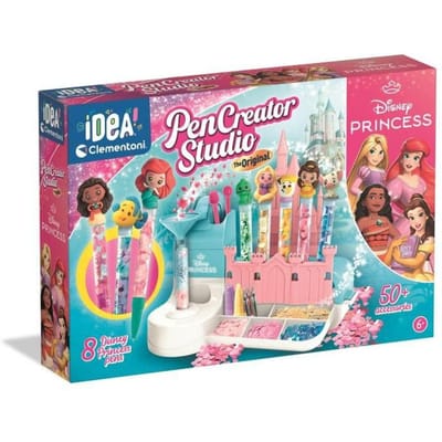 Atelier des Stylos - Clementoni - Coffret Disney Princesses - Crée et personnalise 8 stylos - 50 accessoires inclus - Des 6 ans