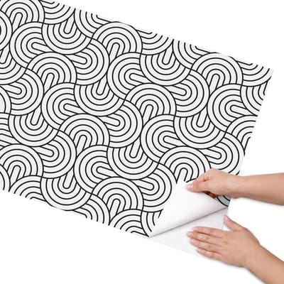 Coloray Meubel Wrap Folie - Zwart-wit Meubelfolie - 65x130 cm - Meubelfolie Zelfklevend Geometrische patronen - Wrapfolie Keuken - Minimalist Meubelfolie - Decoratiefolie - Tafeldecoratie - Achtergronden en patronen