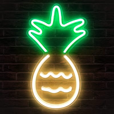 Groenovatie LED Neon Wandlamp "Ananas" - Op USB - 44x26x2cm - Groen / Geel