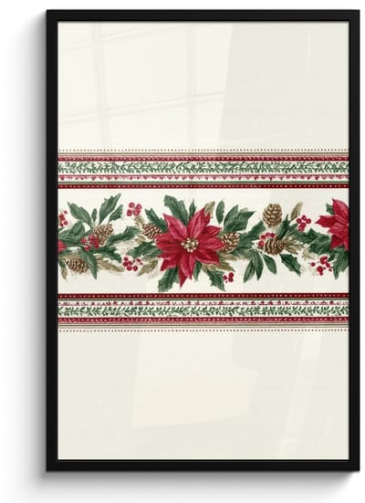 Poster in lijst - Fotolijst 60x90 cm - Posters - Kerststrook - Pointia - Rood - Groen - Posterlijst zwart - Decoratie - Wanddecoratie woonkamer - Muurdecoratie slaapkamer - Kerstversiering - Kerstdecoratie voor binnen - Kerstmis