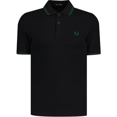 Fred Perry Herenpoloshirt met dubbele kraag (Zwart, Zwart)