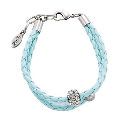 Behave - Armband - mint gevlochten imitatieleer steentjes - zomers stijlvol