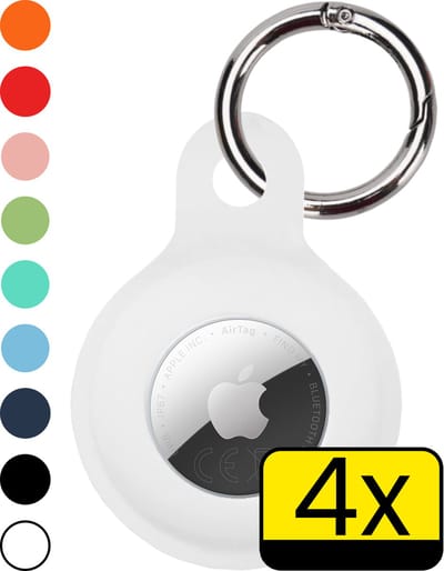 Hoesje Geschikt voor Apple AirTag 2e generatie Hoesje Sleutelhanger Houder - Siliconen Hoesje Geschikt voor Apple AirTag 2 Hoesje - Wit - 4 Stuks
