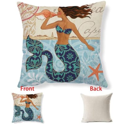 Housse de coussin imprimée animaux marins en lin, 45 x 45 cm, décoration de Noël, canapé, Monstera 45x45cm brown