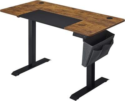 Elektrisch Zit-Sta Bureau - 60 x 140 x (72-120) cm - Traploos Verstelbaar - 4 Geheugentoetsen - Oprijbeveiliging - Vintabruin-Zwart