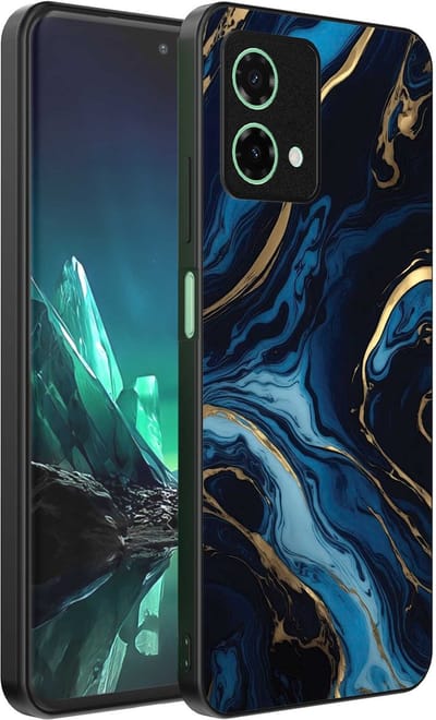 Geschikt voor Motorola Edge 40 Neo Telefoonhoesje met marmer opdruk - TPU backcover case gold blue marble design - Goud Blauw - Smartphonica geschikt voor Motorola Edge 40 Neo