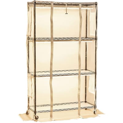 Serre d'intérieur avec lumière de croissance, support de plantes à 4 niveaux de 150 cm de haut avec housse transparente, minuterie et hygromètre, lumières de croissance à spectre complet de 180 W, éclairé en métal