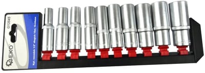 GEKO Diepe dopsleutelset - 6-punts - 10-24 mm - 10-delig - Chroom Vanadium
