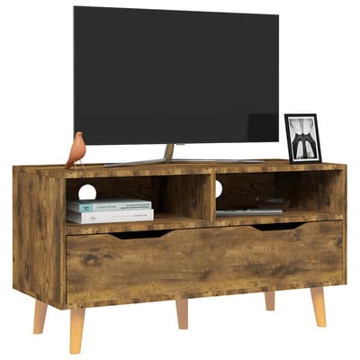 vidaXL - Tv-meubel - 90x40x48,5 - cm - bewerkt - hout - gerookt - eikenkleurig