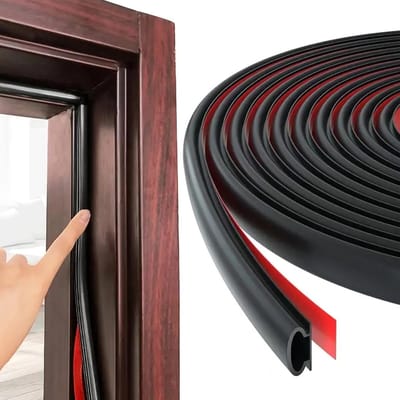 Zwarte rubberen afdichtband van 6 meter voor deuren en ramen, zelfklevend, waterdicht en isolerend