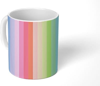 Mok - Koffiemok - Regenboog - Patronen - Pastel - Mokken - 350 ML - Beker - Koffiemokken - Theemok