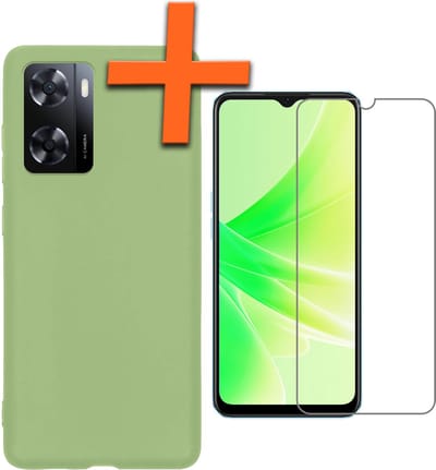 Hoes - Met Screenprotector - Geschikt voor OPPO A57 - Sterk & Shockproof - Back Cover - Siliconen Case - Telefoon Hoes - Groen